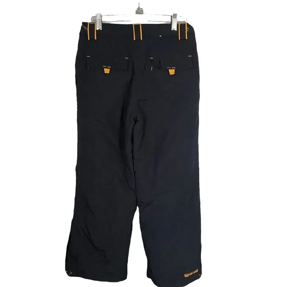 Gap Kids Snow Pants Black Yellow Trim Size Large (10) Side Button Zipper Unisex